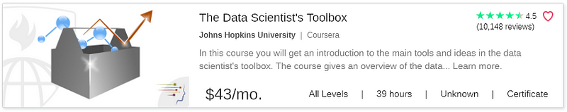 The Data Scientistās Toolbox by Coursera