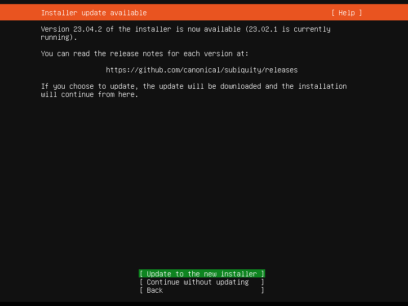 Install and configure the VM—step 3—update to the new installer