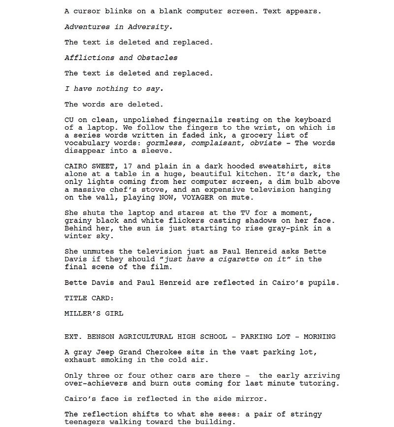 Page One: “Miller’s Girl” (2024)
