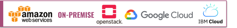 Infrastructure consist of AWS services, on-premise hardware resources with OpenStack, Google cloud and IBM cloud.