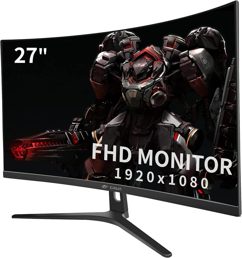 CRUA 27 Inch 144hz/165HZ Curved Gaming Monitor