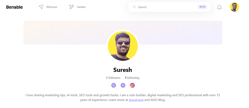 Find Suresh on Benable at AISO Blog