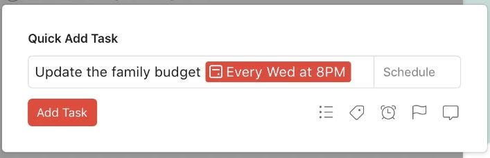 Screenshot of a task in Todoist