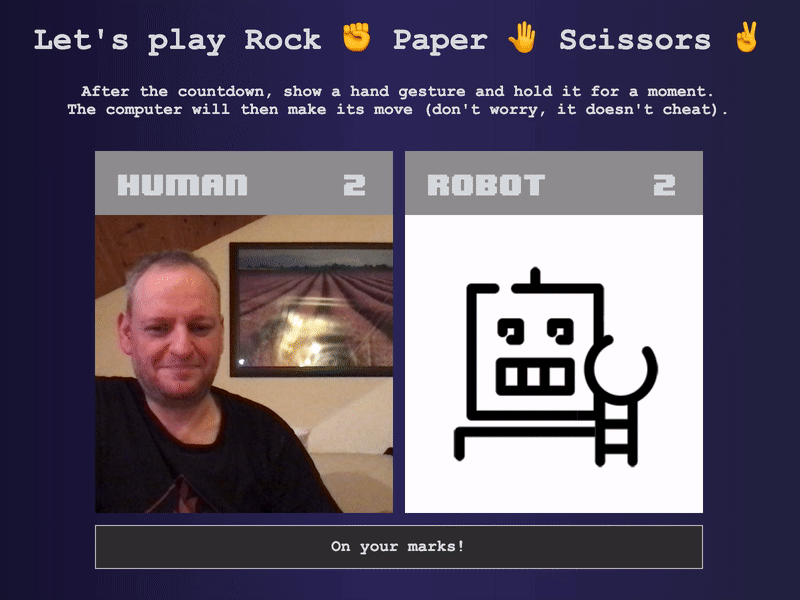 Rock, paper, scissors game with hand gesture recognition