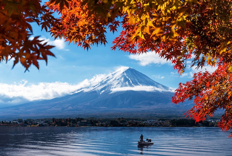 Mt. Fuji is also a great spot for koyo as seen by the autumn leaves here