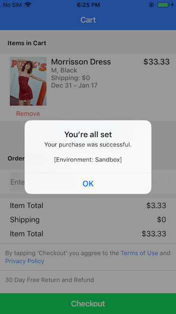 Payment successful notification in iOS in-app purchase