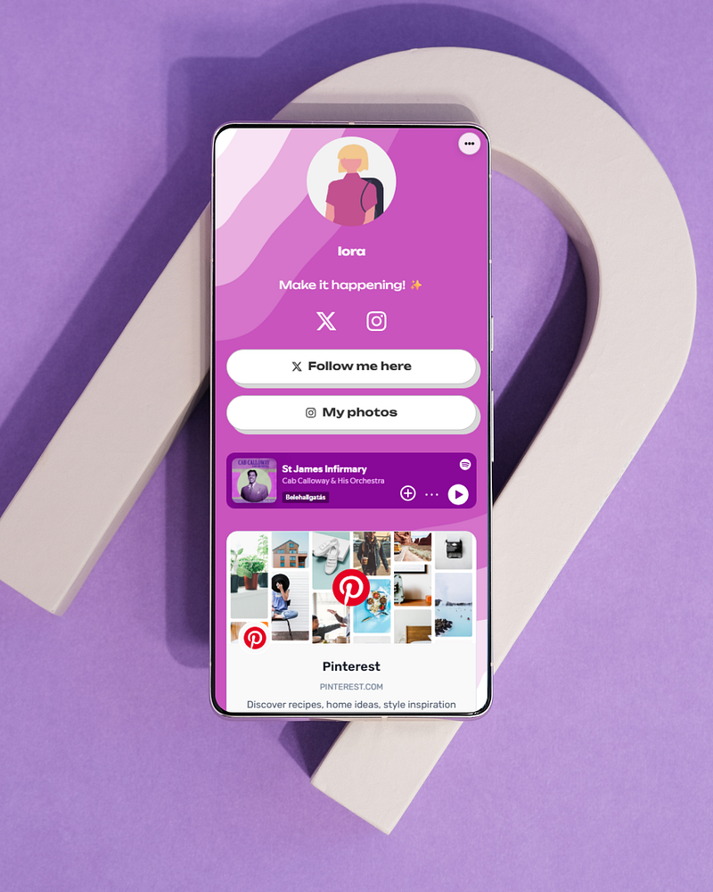 ReadyTools Linksy X, Instagram, Pinterest example.