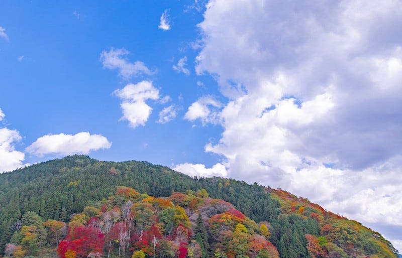 One of the many mountains in Shimane Prefecture’s Okuizumo area during autumn