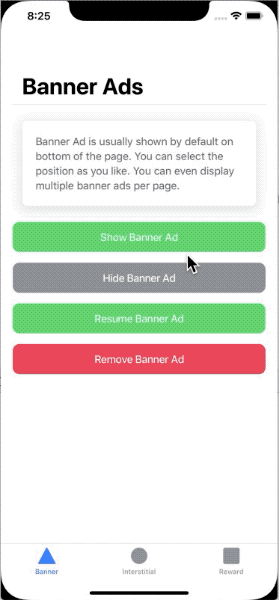 AdMob Banner ads in iOS — Ionic React Capacitor app