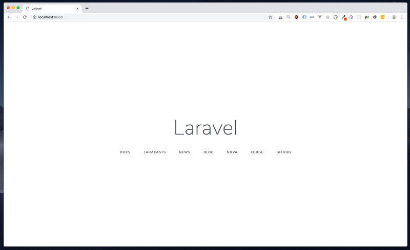 Screenshot of a browser showing the Laravel landing screen