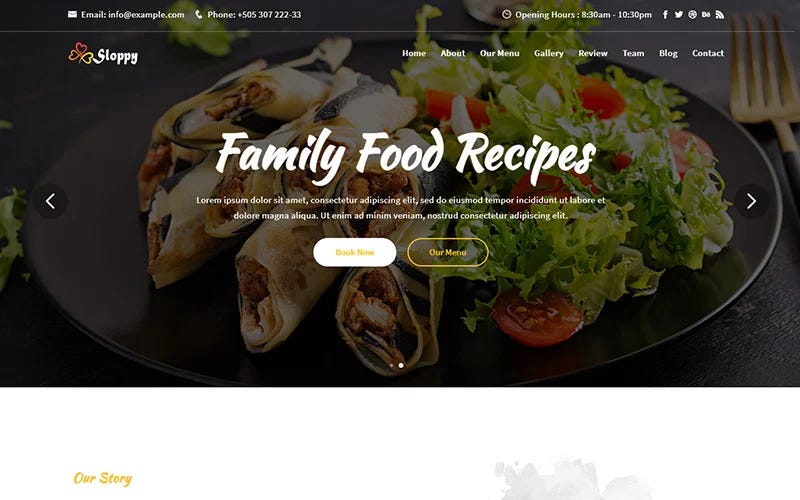 Sloppy — Food & Resturant Responsive Landing Page Template.