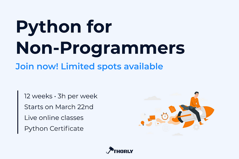 Banner for a Python course with the highlighted sentence "Python for non-programmers"