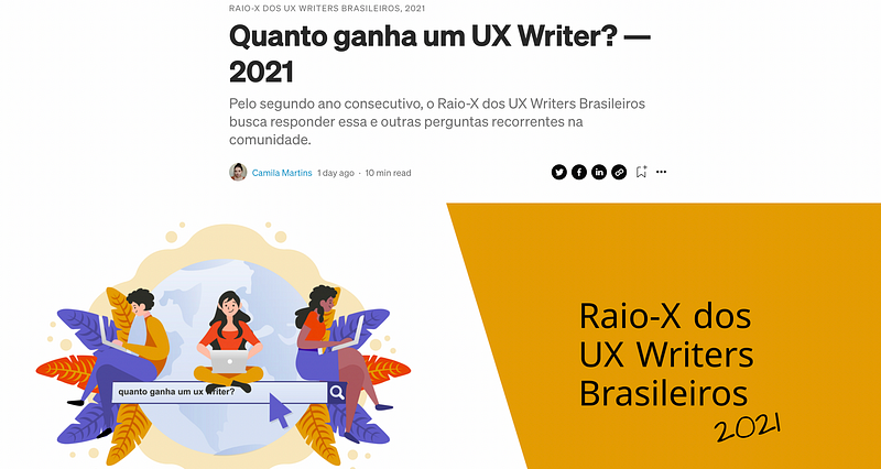 Print do cabeçalho do post que traz a pesquisa sobre o mercado de ux writing no brasil