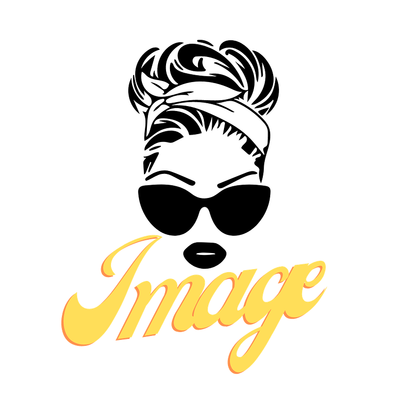Black and white face outline with sunglasses and the word, Image.