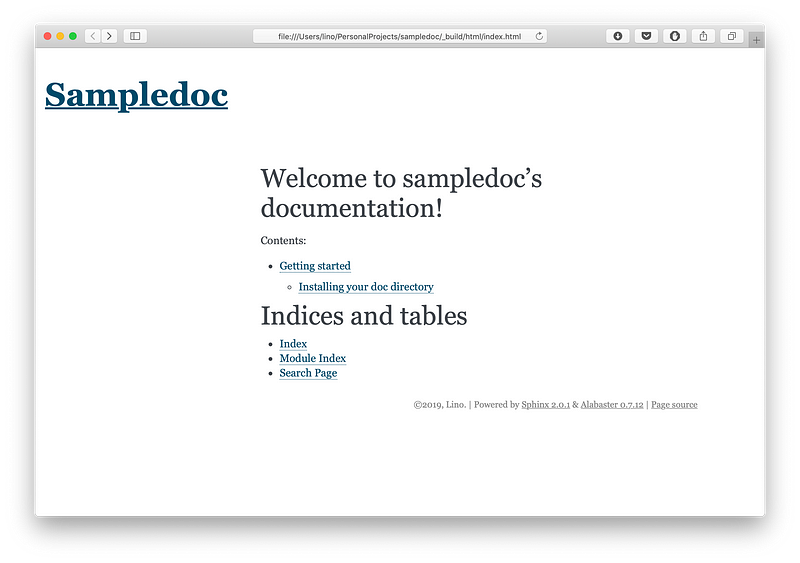 documentación con Sampledoc