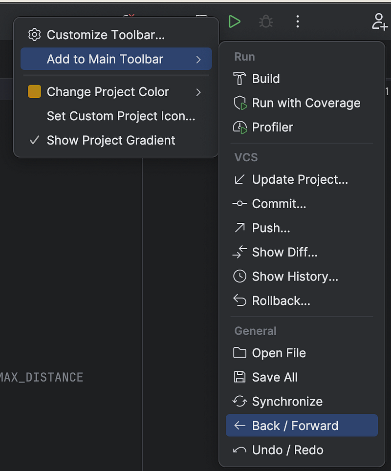 Add to Main Toolbar
