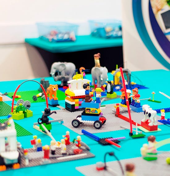 Various lego objects on a table