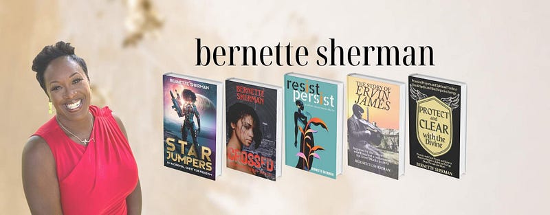 Bernette Sherman with five of her published books