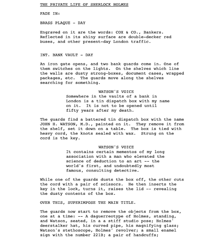 Page One: “The Private Life of Sherlock Holmes” (1970)