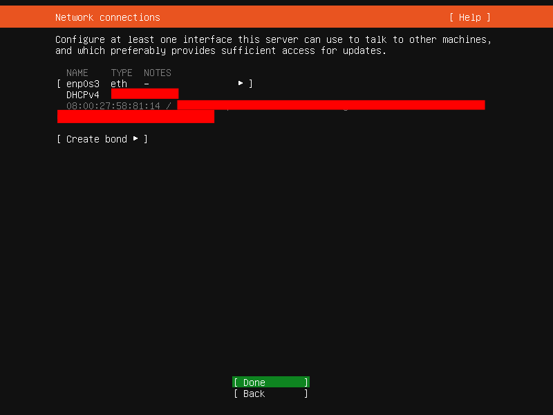 Install and configure the VM—step 6— select the network connections