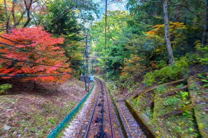 The cable car that leads up to Wakayama Prefecture’s sacred Mt. Koya