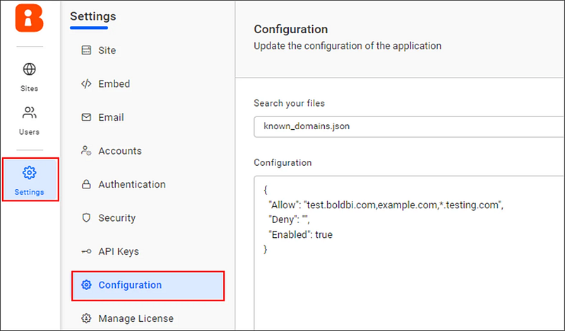 Navigation to the Configuration tab