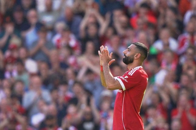 Mohamed Salah dalam laga Liverpool vs Crystal Palace di Premier League 2025/2026, Sabtu (25/4/2026). © AP Photo/Ian Hodgson