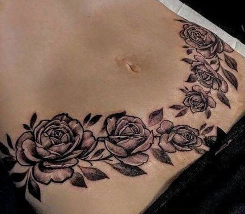 Rose Tummy Tuck Cover-up Tattoo