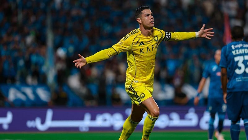 Momen selebrasi Cristiano Ronaldo usai cetak gol di laga Al Fateh vs Al Nassr, Liga Arab Saudi 2025/2026 © Official X Al Nassr