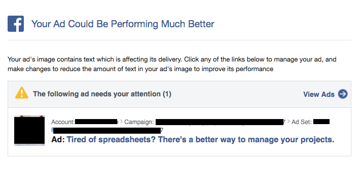 Facebook Ads Aren't Delivering note