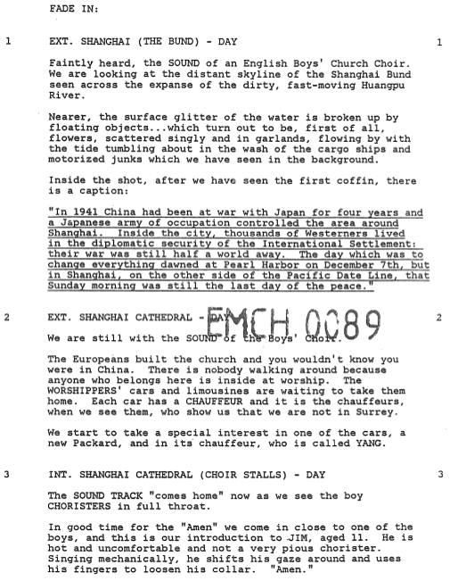 Page One: “Empire of the Sun” (1987)