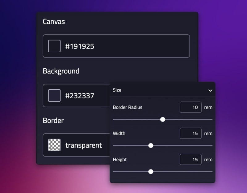 Preview Size and Background Color Controls