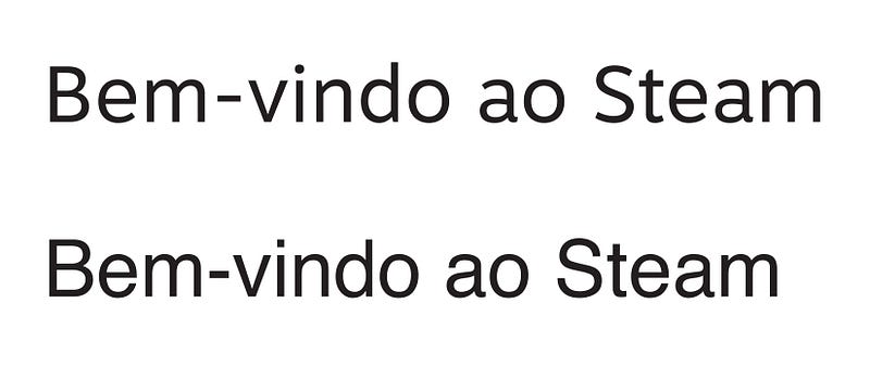 Motiva Sans (acima) e Helvetica (abaixo): perceba a diferença no espaço dado entre cada letra em cada uma das fontes