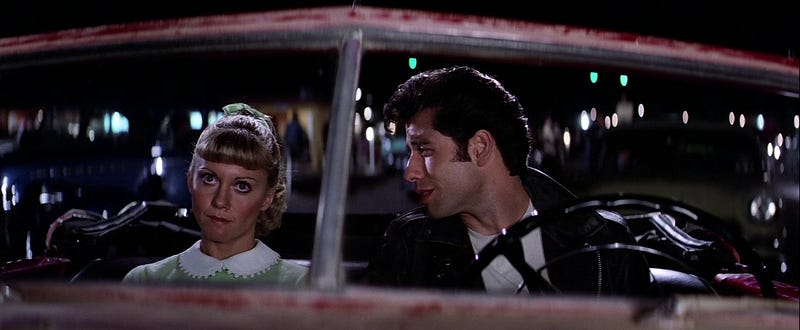 This shot from ‘Grease’s shows the power of gaze.