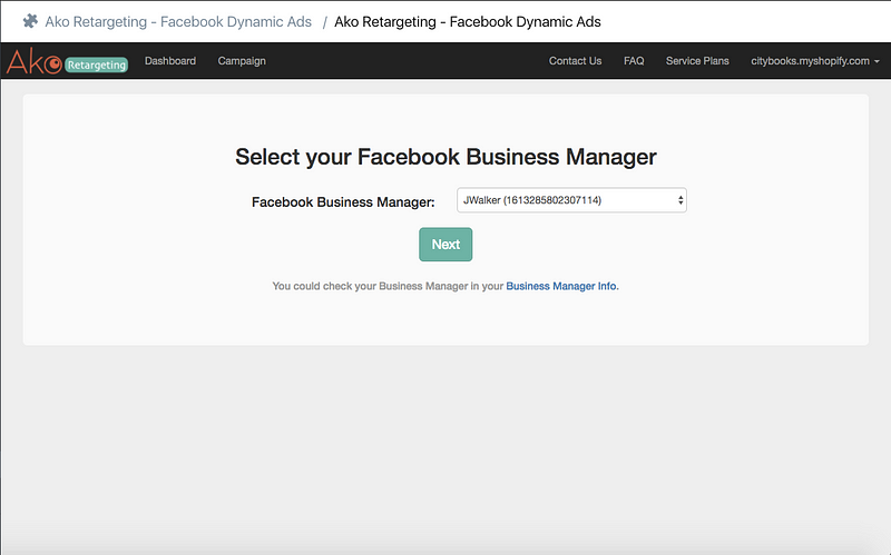 Select your Facebook Business Manager