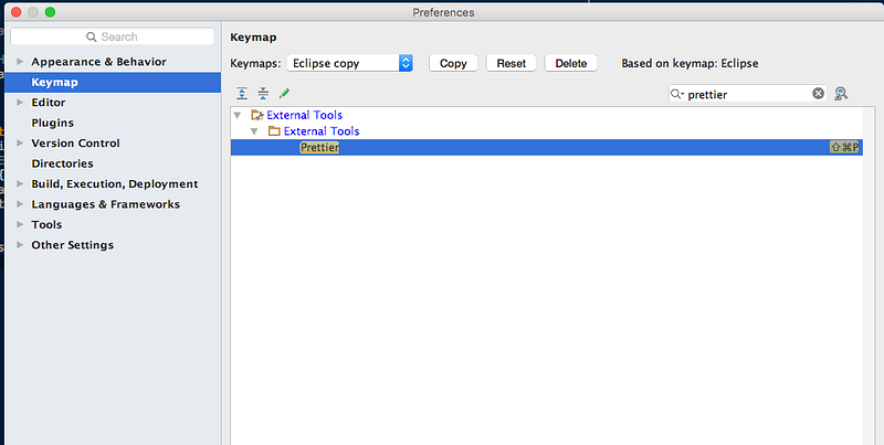 image of webstorm keymap