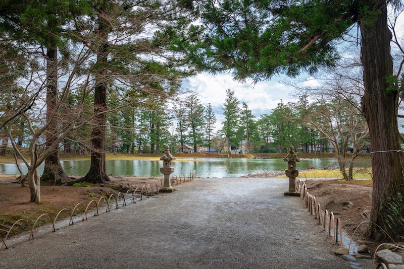 The ruins of Hiraizumi’s Motsu-ji temple grounds in Iwate Prefecture