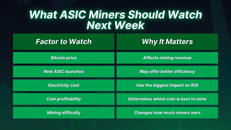 What ASIC Miners Should Watch Next Week