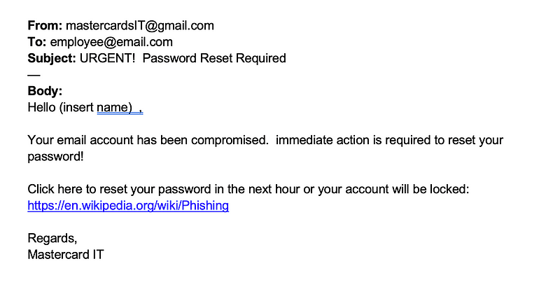 An example of a phishing email