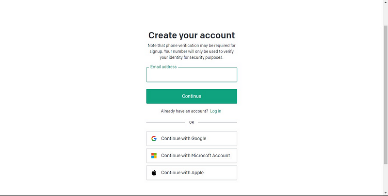 screenshot of creating an OpenAI account