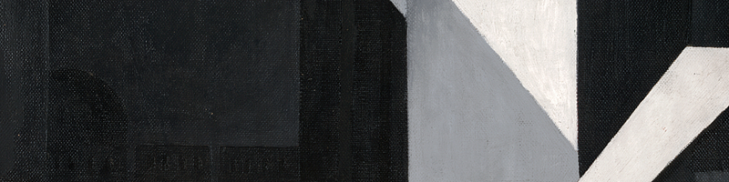 Black and white sculptural shapes.