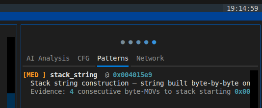 AIDebug — malware pattern detection results