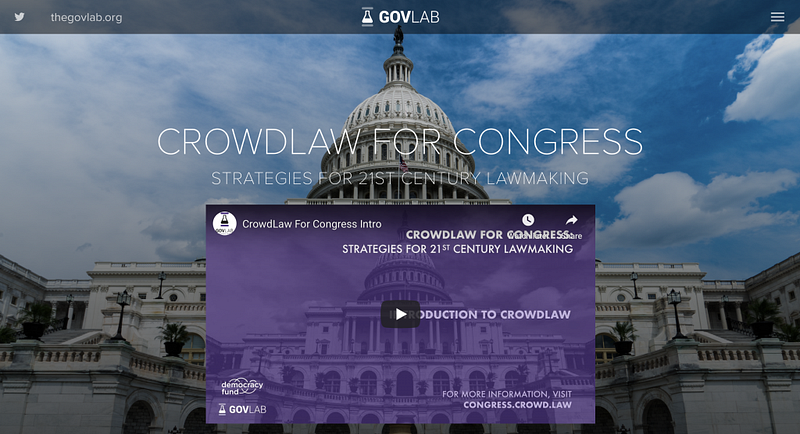 Announcing The Launch Of The Govlabs Crowdlaw For Congress Project