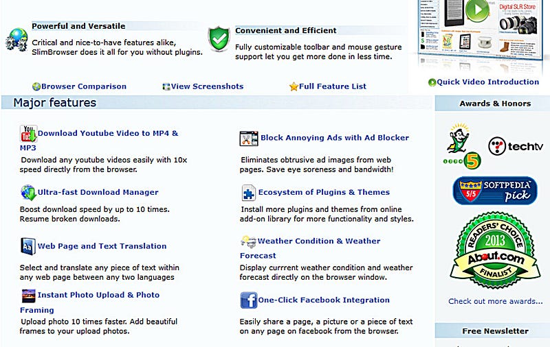 Image: Slimjet Browser (homepage)