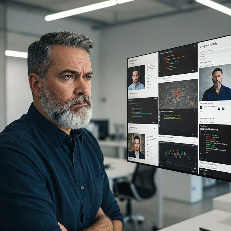 Tech manager staring at computer