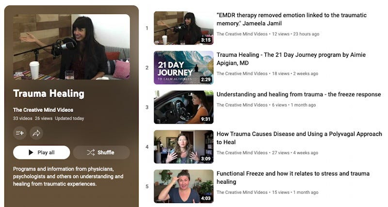 Trauma Healing YouTube playlist