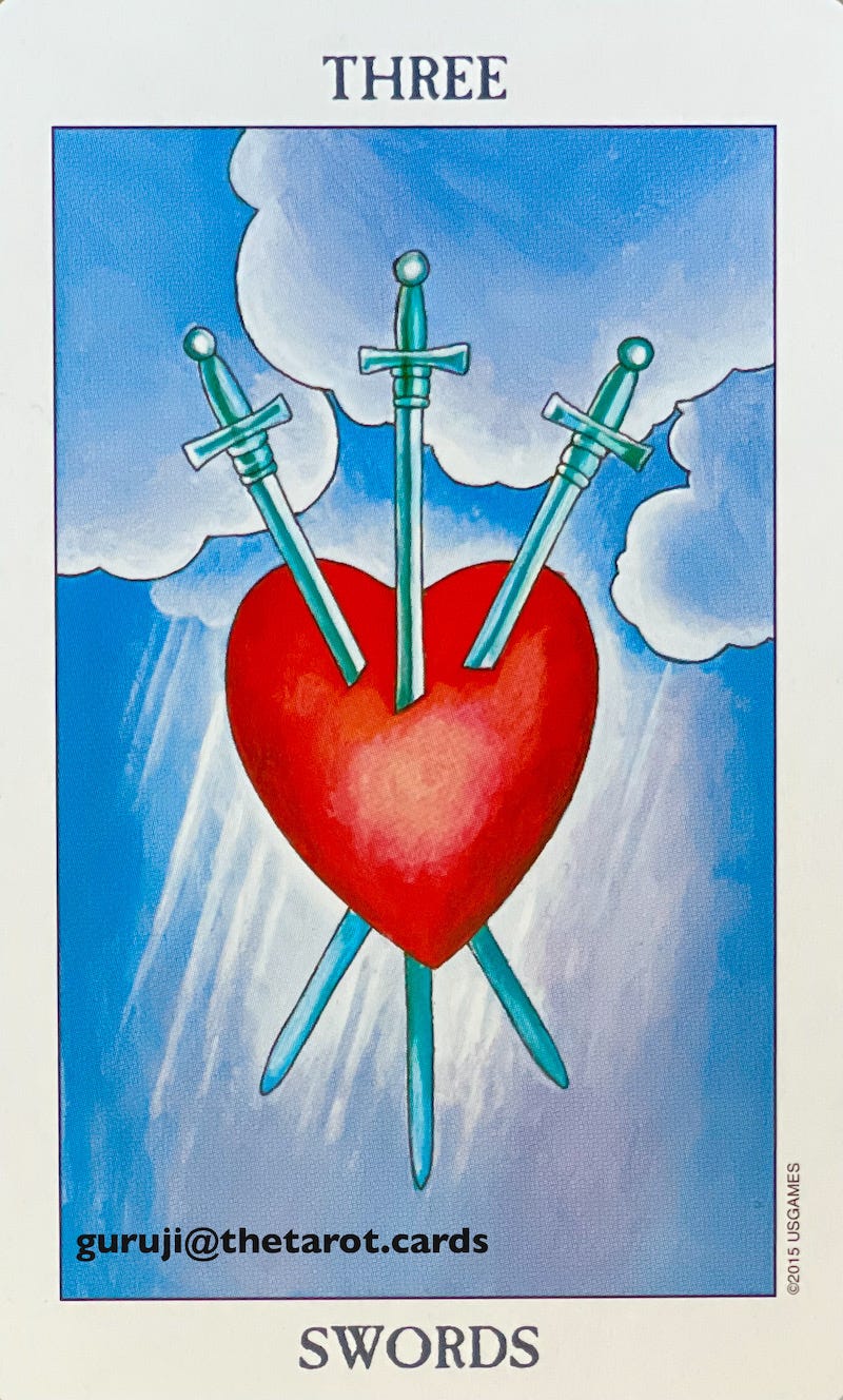 Three of Swords by guruji@thetarot.cards