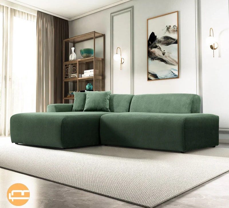 Dexter Green Corduroy Sectional Sofa from Mid in Mod