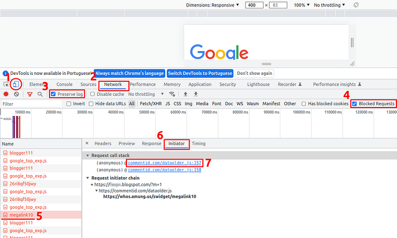 Screenshot mostrando os procedimentos em ordem numerica