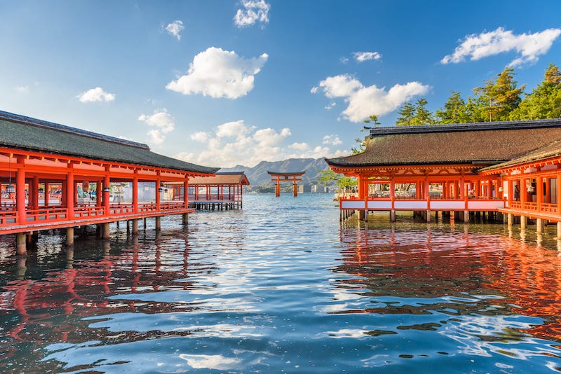 Itsukushima Shrine in Hiroshima Prefecture which is right next to Iwakuni